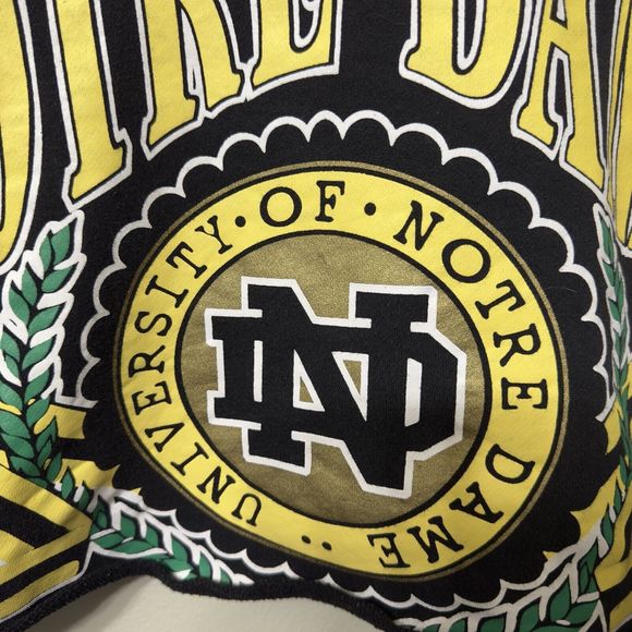 SIGNATURE 8 Womens S/M University of Notre Dame Cropped Sweatshirt Ruffle Sleeve - Picture 4 of 15